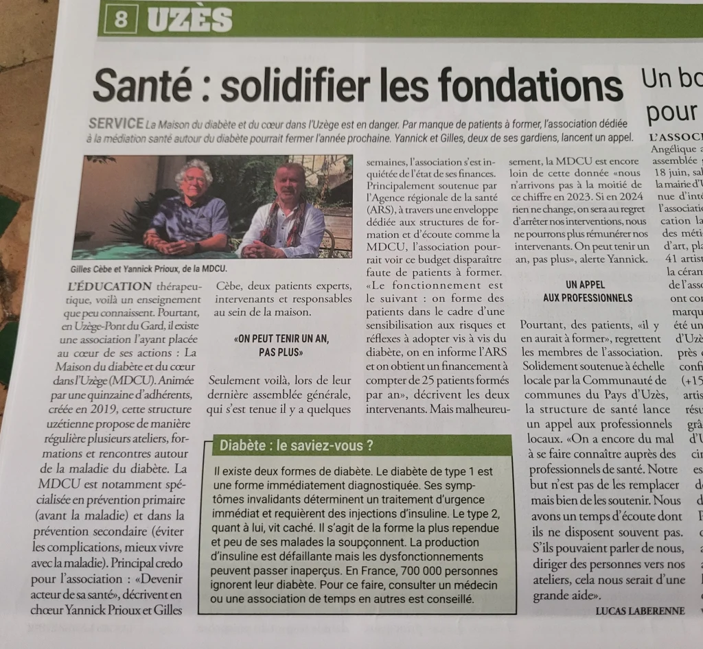 article de presse maison du diabete uzes